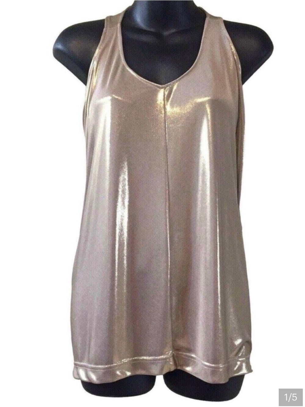 Club Monaco Gold Shimmer V-Neck Tank Top Size Small